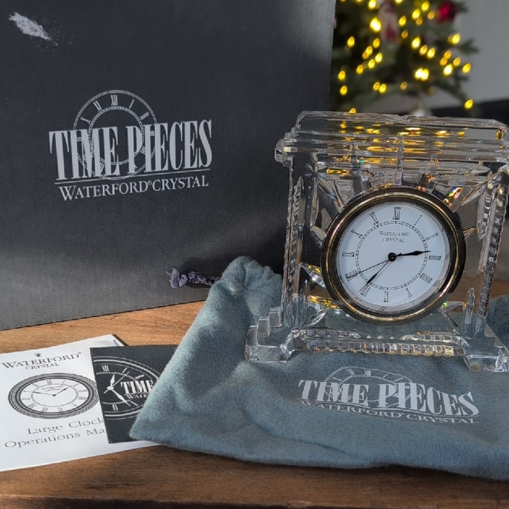 Waterford Crystal Desktop Timepiece with Silver and Gold Details